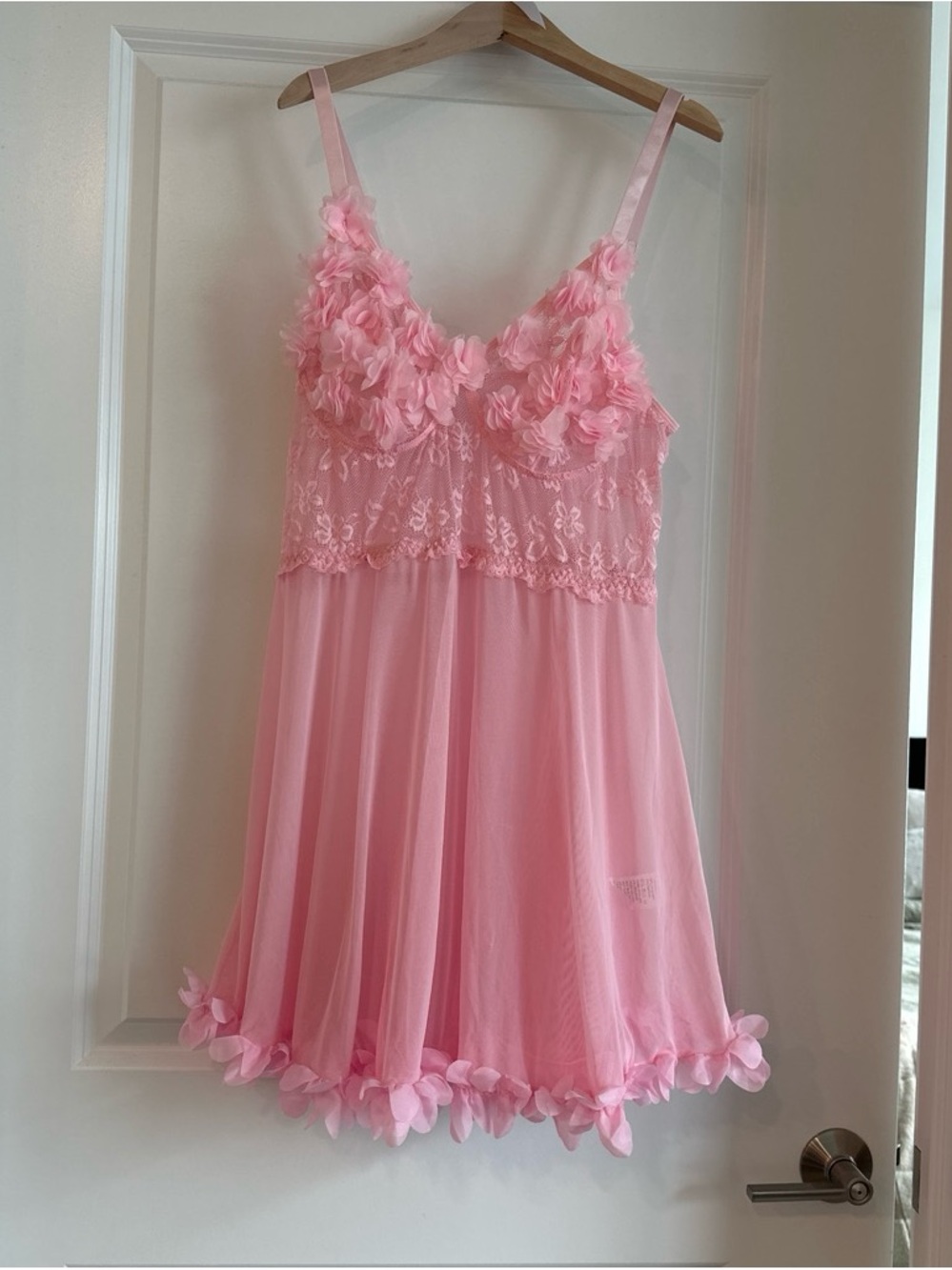 Pink Floral Lace Babydoll Chemise Nightie